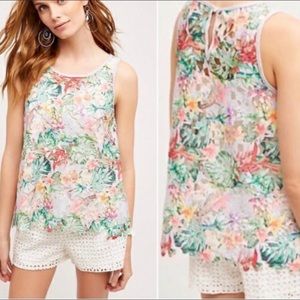 Anthropologie Inari floral fiore lace cut out tank